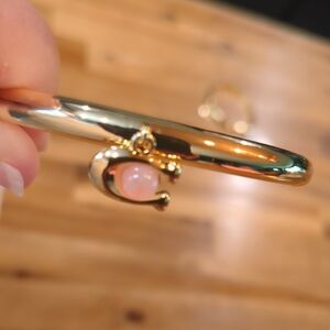 Coach Gold Tone Bangle Bracelet with C Charm